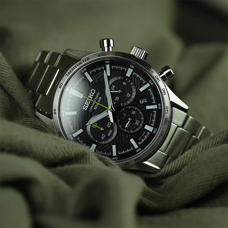 Seiko Chronograph Black Dial Sporty Men’s Watch- SSB413P1